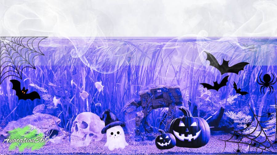 Halloween Decorated Fish Tank Aquarium